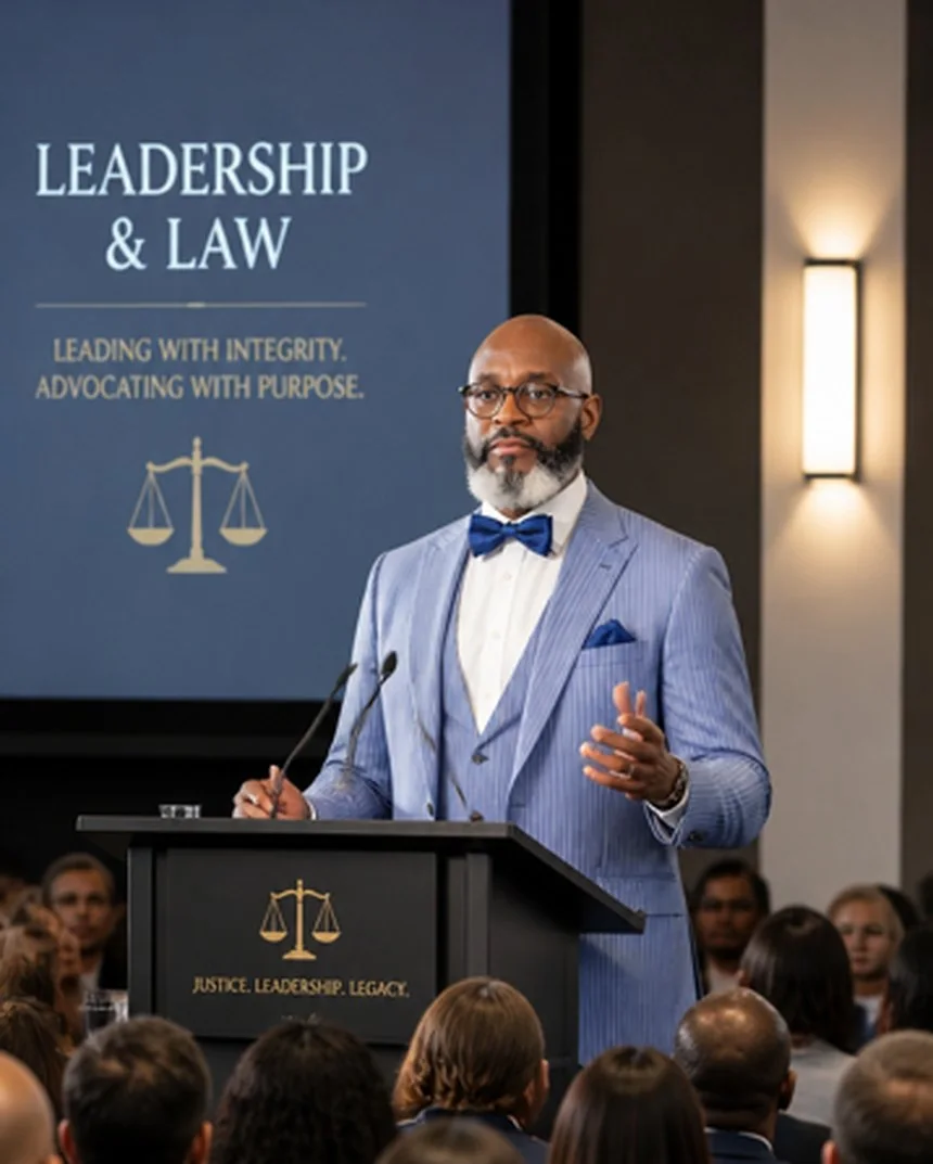Carl Shawn Watkins delivering a Leadership & Law keynote